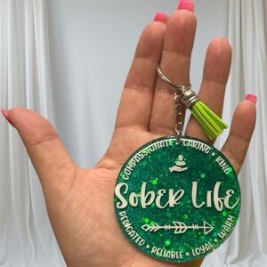Green Sober Life Key Holder